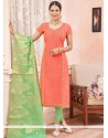 Alluring Chanderi Lace Work Churidar Suit