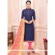 Savory Chanderi Cotton Lace Work Churidar Suit
