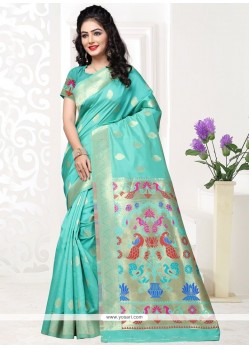 Gilded Turquoise Designer Traditional Saree