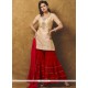 Lavish Beige And Red Chanderi Designer Suit