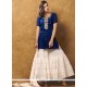 Modernistic Hand Work Work Navy Blue And White Designer Suit