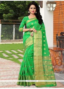 Deserving Green Weaving Work Designer Traditional Saree