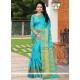 Compelling Banarasi Silk Turquoise Weaving Work Traditional Designer Saree