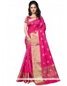 Incredible Cotton Silk Hot Pink Weaving Work Traditional Designer Saree