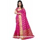 Elegant Weaving Work Hot Pink Cotton Silk Traditional Designer Saree
