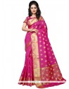 Elegant Weaving Work Hot Pink Cotton Silk Traditional Designer Saree