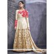 Opulent Art Silk Cream Zari Work Floor Length Anarkali Suit