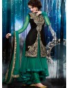 Green And Black Velvet Anarkali Suit