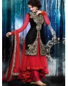 Red And Black Velvet Anarkali Suit