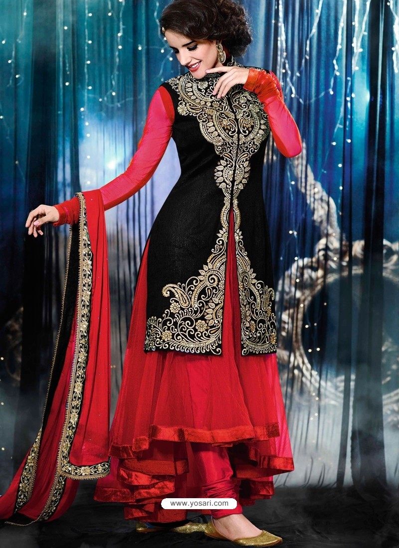 red and black indian dress