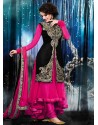 Pink And Black Velvet Anarkali Suit