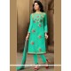 Glamorous Chanderi Sea Green Embroidered Work Churidar Suit