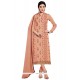 Whimsical Cotton Peach Resham Work Churidar Designer Suit