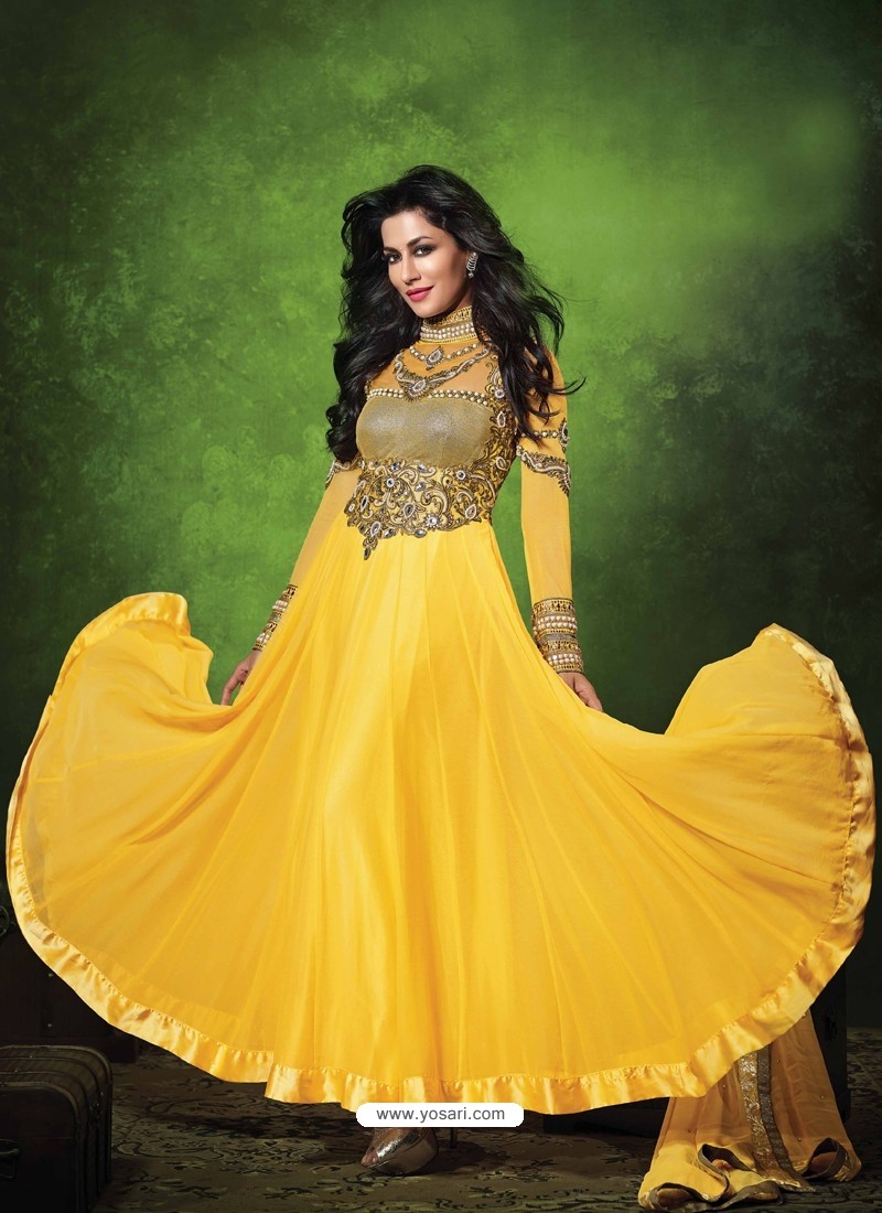 yellow anarkali dress online shopping
