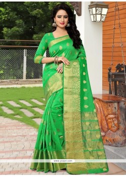 Topnotch Banarasi Silk Green Woven Work Traditional Designer Saree