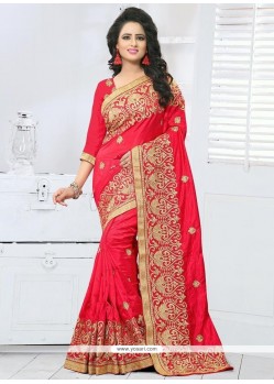 Exotic Red Stone Work Art Silk Designer Traditional Saree