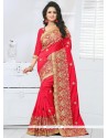 Exotic Red Stone Work Art Silk Designer Traditional Saree