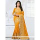 Aesthetic Art Silk Mustard Lace Work Traditional Designer Saree