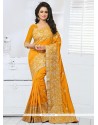 Aesthetic Art Silk Mustard Lace Work Traditional Designer Saree