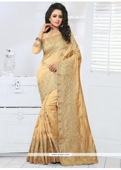 Modest Cream Designer Traditional Saree