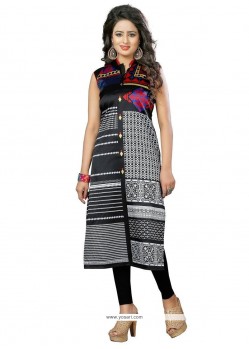 Surpassing Print Work Black Casual Kurti