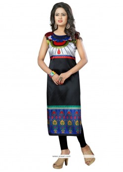 Beauteous Faux Crepe Print Work Casual Kurti