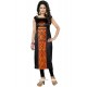 Impressive Faux Crepe Black Print Work Casual Kurti