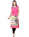 Renowned Print Work Pink Casual Kurti