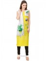 Girlish Faux Crepe Print Work Casual Kurti