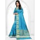 Dazzling Art Silk Turquoise Designer Traditional Saree