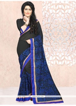 Striking Faux Georgette Black Classic Saree