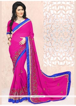 Prepossessing Hot Pink Faux Georgette Classic Designer Saree