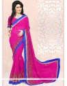 Prepossessing Hot Pink Faux Georgette Classic Designer Saree