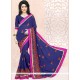 Sophisticated Faux Georgette Navy Blue Patch Border Work Designer Saree