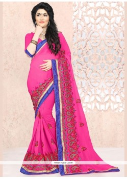 Regal Faux Georgette Embroidered Work Saree