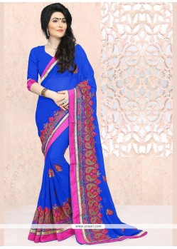 Integral Embroidered Work Faux Georgette Classic Designer Saree