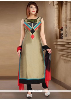 Precious Embroidered Work Art Silk Grey Readymade Suit