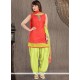 Sunshine Green And Red Readymade Suit