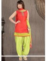 Sunshine Green And Red Readymade Suit