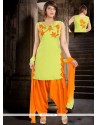 Appealing Orange And Yellow Readymade Suit