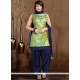 Gilded Green And Navy Blue Embroidered Work Readymade Suit