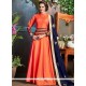 Delightsome Art Silk Orange Kasab Work Readymade Anarkali Suit