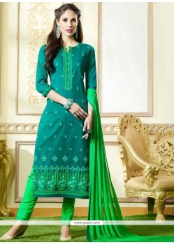 Customary Embroidered Work Churidar Suit