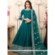 Voluptuous Sea Green Embroidered Work Art Silk Floor Length Anarkali Suit