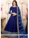 Observable Art Silk Navy Blue Floor Length Anarkali Suit