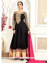 Engrossing Black Zari Work Floor Length Anarkali Suit