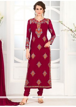 Phenomenal Resham Work Faux Georgette Churidar Designer Suit