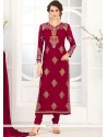 Phenomenal Resham Work Faux Georgette Churidar Designer Suit