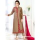 Subtle Resham Work Brown And Red Churidar Designer Suit