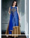 Dilettante Dupion Silk Blue Long Choli Lehenga